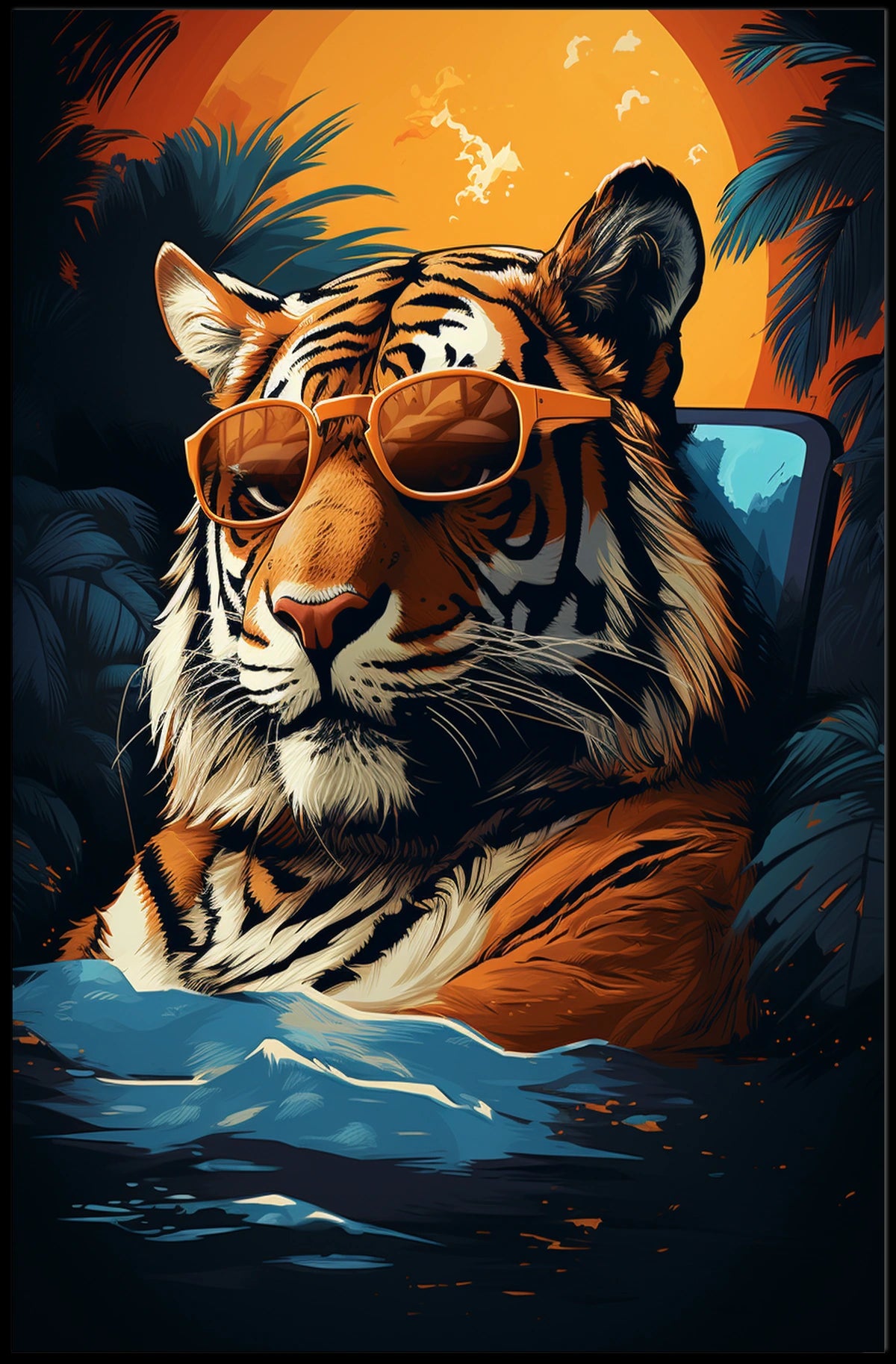 Tiger in Tropical Paradise Wall Art - Animal Poster