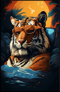 Tiger in Tropical Paradise Wall Art - Animal Poster
