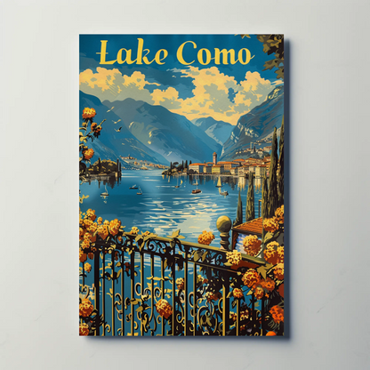 Lake Como Italian Villas Mountains Travel Poster