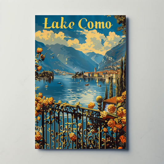 Lake Como Italian Villas Mountains Travel Poster
