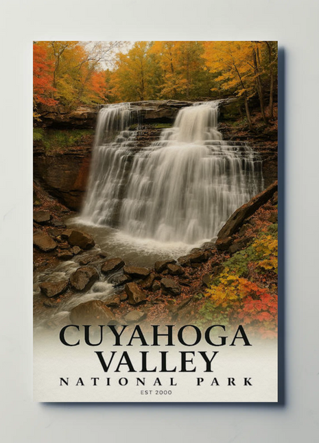 Cuyahoga Valley National Park Autumn Falls Travel Poster