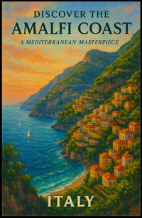 Amalfi Coast Sunset: Romantic Travel Poster