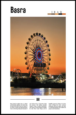 Basra Evening Ferris Wheel Urban or Cityscape Poster PosterGoat