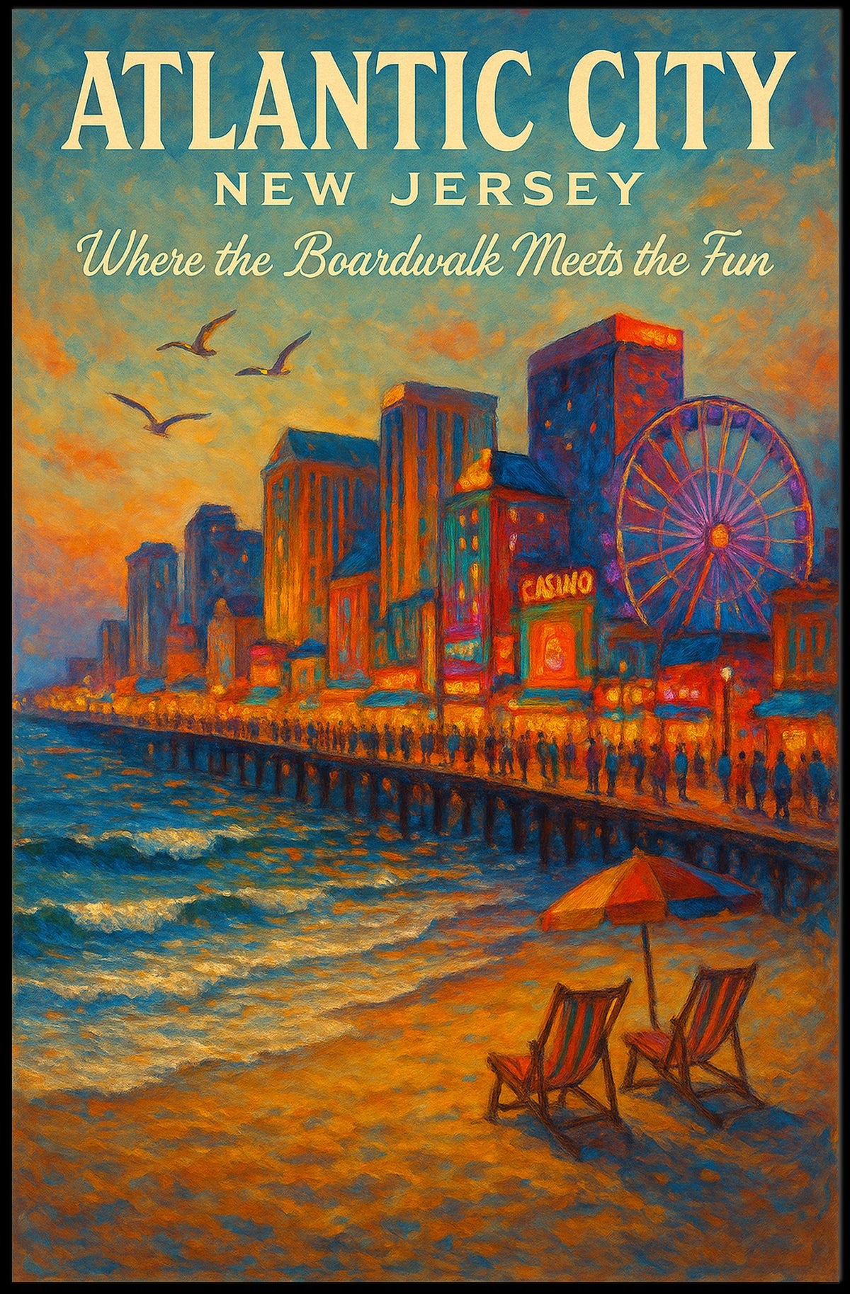 Atlantic City Where the Boardwalk Meets the Fun Poster