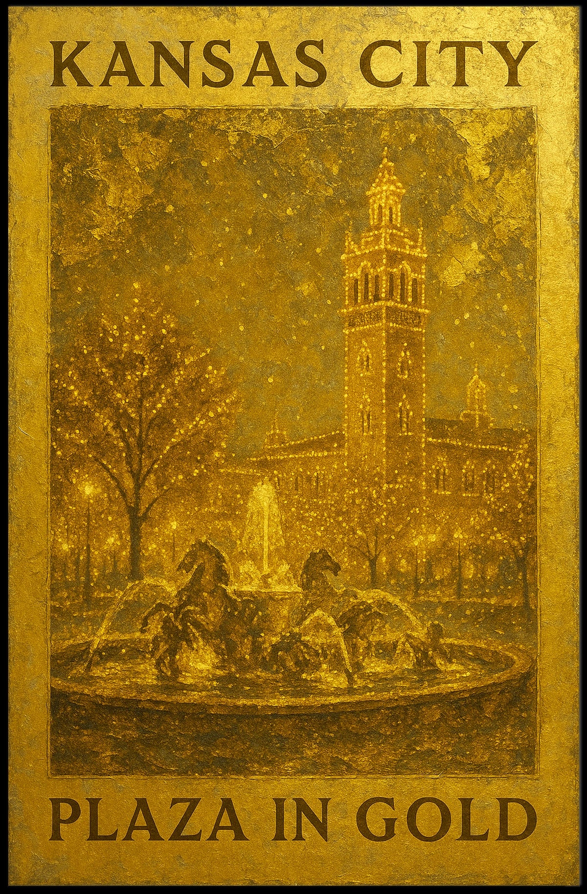Kansas City Plaza In Gold Poster