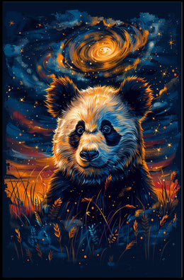 Cosmic Panda in Celestial Night Artistic Animal Poster