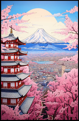 Cherry Blossoms And Pagoda Poster