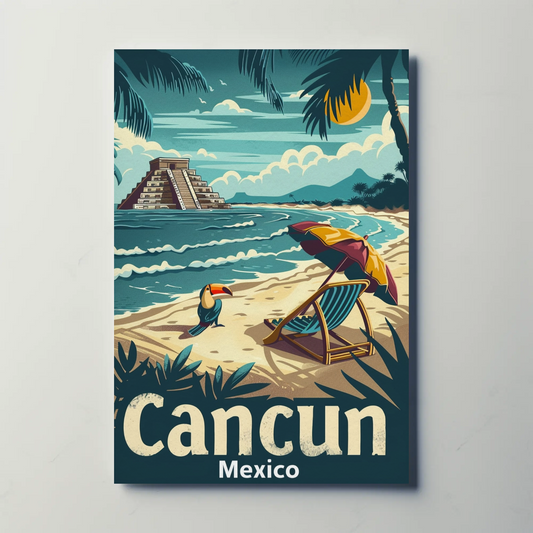 Vintage Travel Poster - Cancun Mexico Tropical Paradise