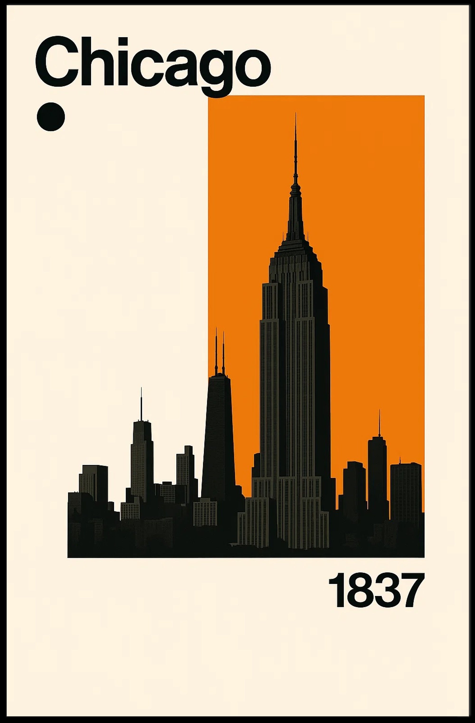 Chicago Cityscape Silhouette Art Print Travel Poster