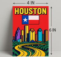 Houston Skyline Pop Art Poster PosterGoat