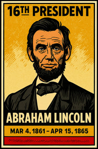 Abraham Lincoln 16th President of the United States Inked Comic Style Poster