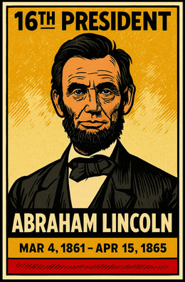 Abraham Lincoln 16th President of the United States Inked Comic Style Poster