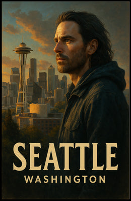 Seattle Skyline Portrait Poster