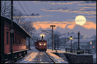 Vintage Winter Train Station Nostalgia Art Print