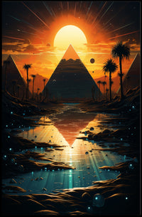 Sunset Over The Pyramids Poster