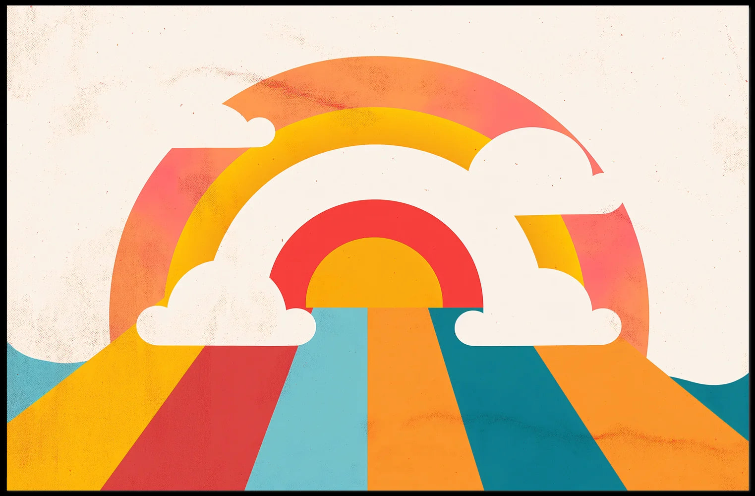 Retro Rainbow Mid-Century Modern Abstract Art Poster