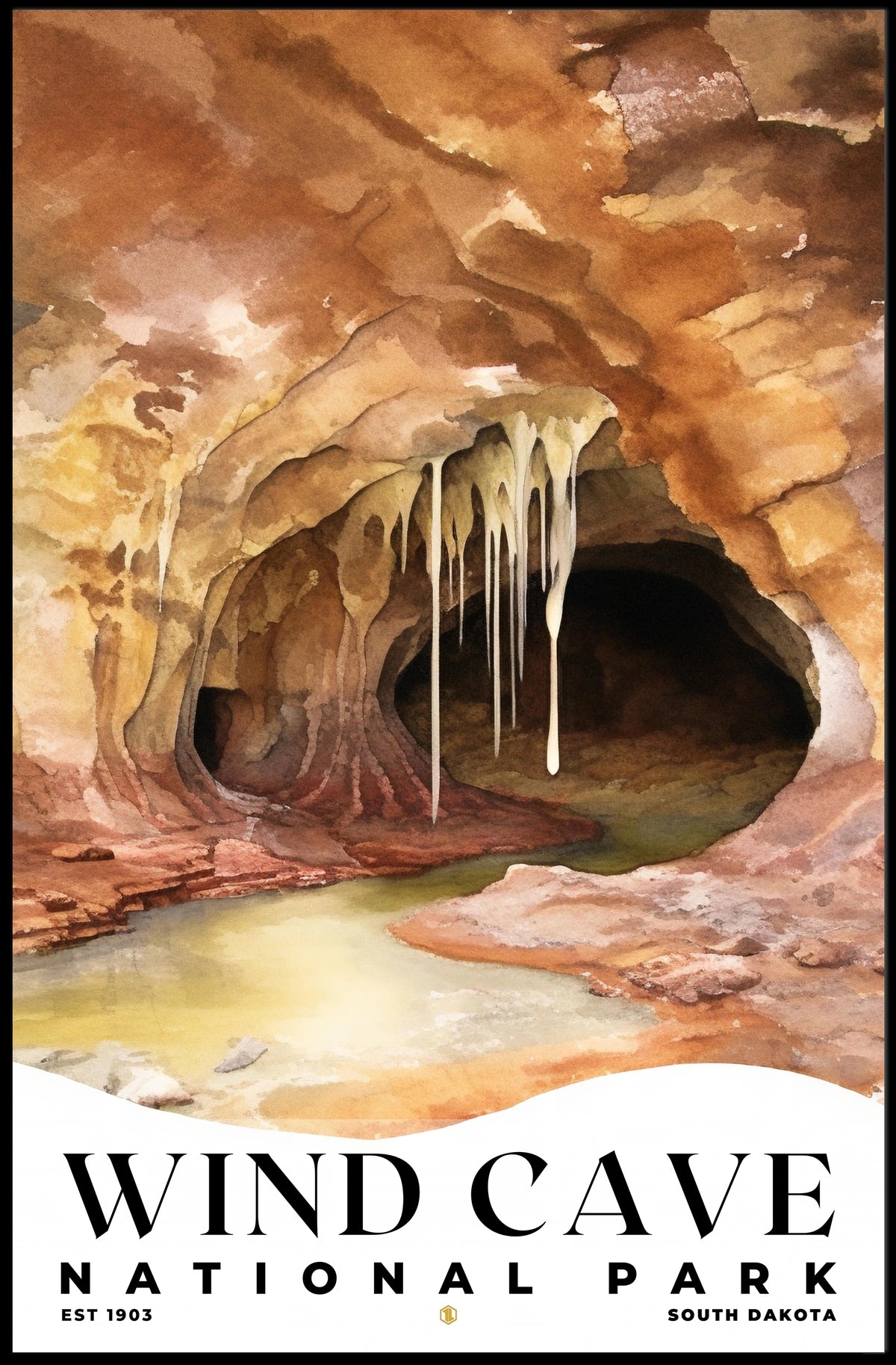 Wind Cave Watercolor Wall Art Poster