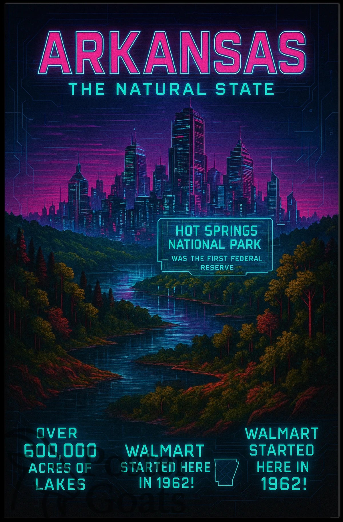 Arkansas Scenic Hot Springs Cityscape Travel Poster