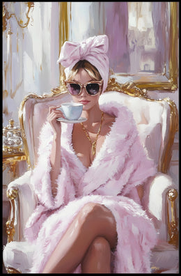 Elegant Morning Ritual Poster Glamorous Pink Wall Art