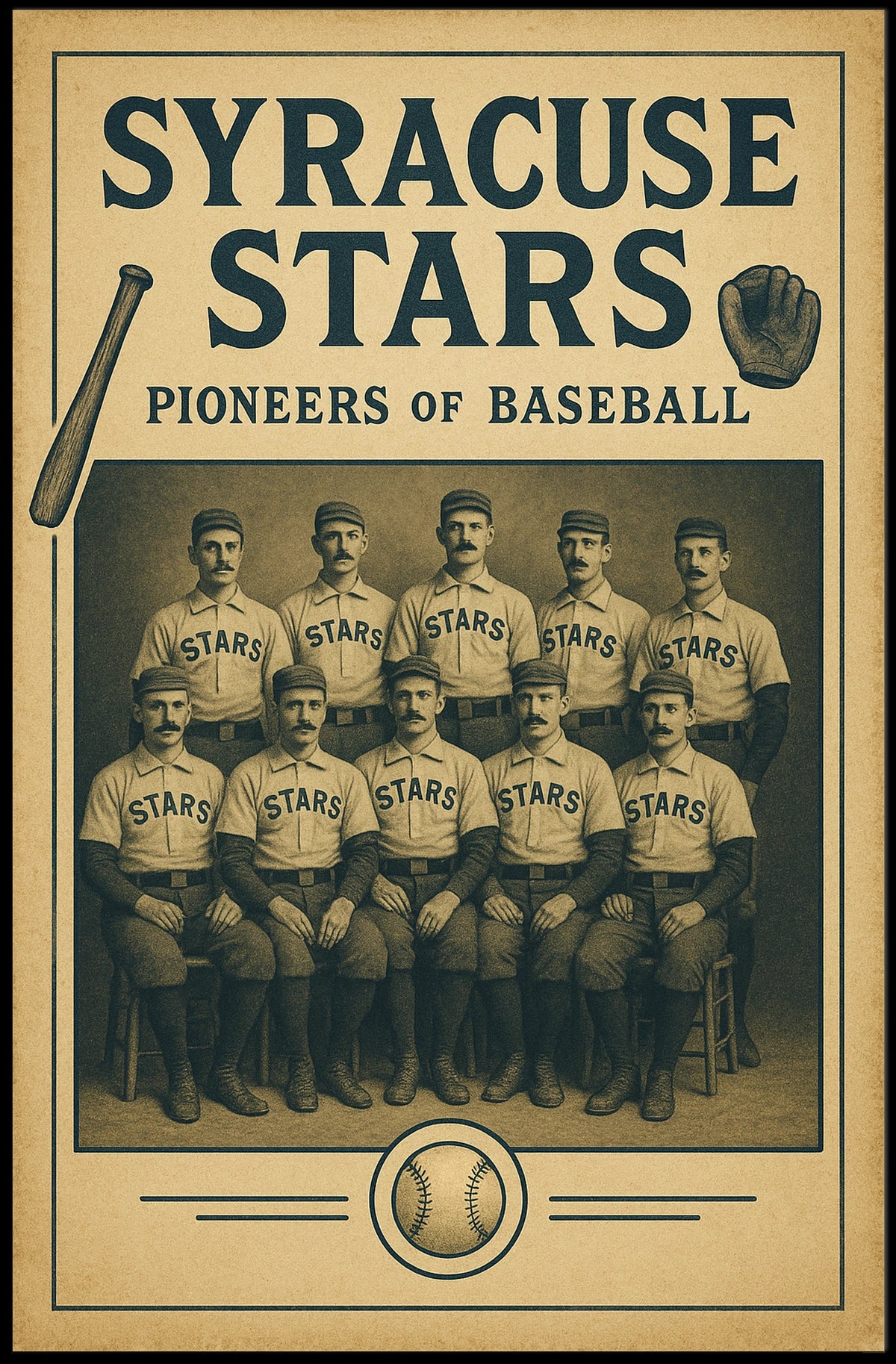 Syracuse Stars Pioneers of Baseball Poster Vintage Wall Art