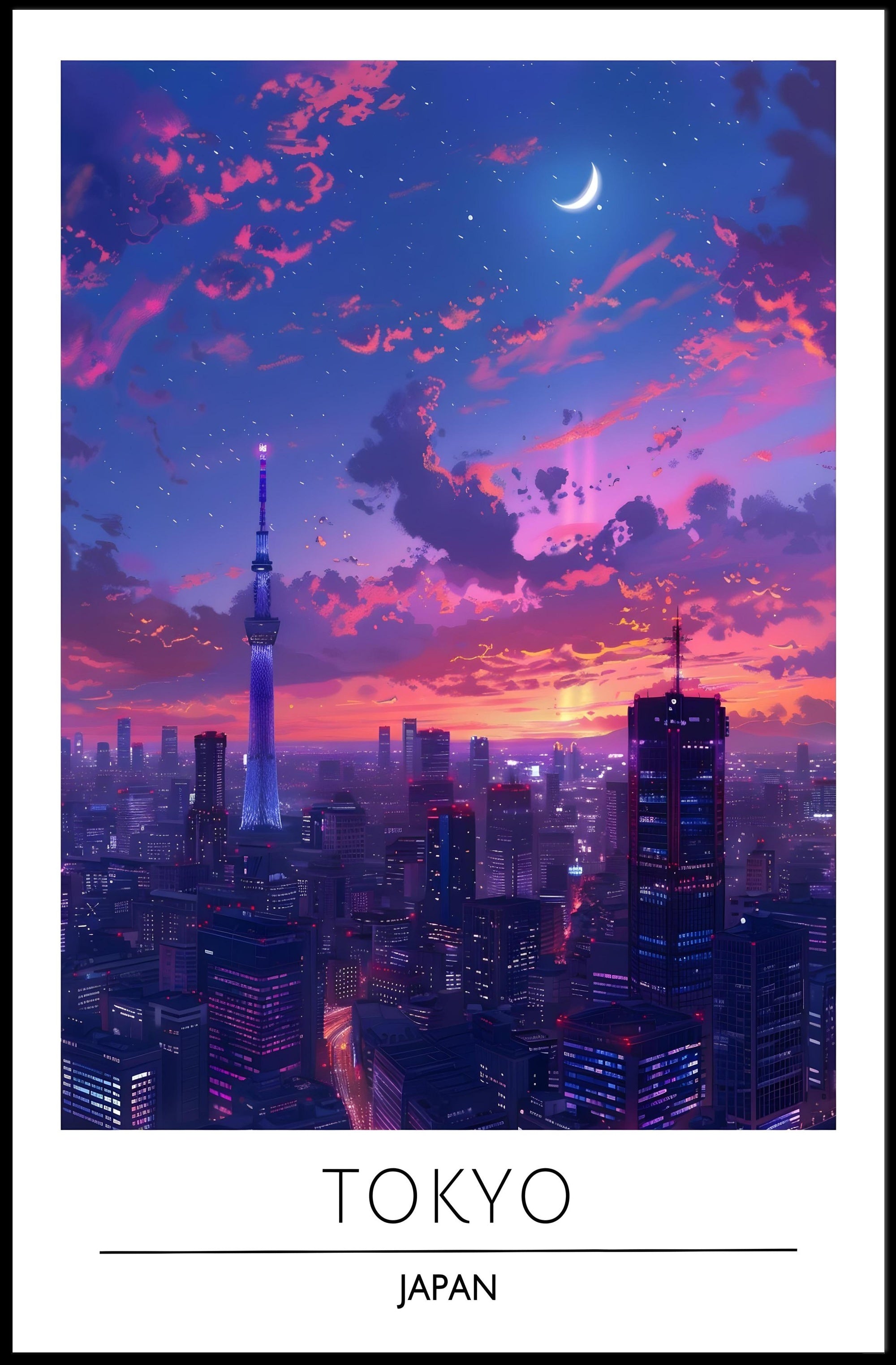 Tokyo Skytree at Twilight Urban Cityscape Poster