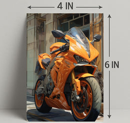 Vibrant Orange Motorcycle Poster PosterGoat