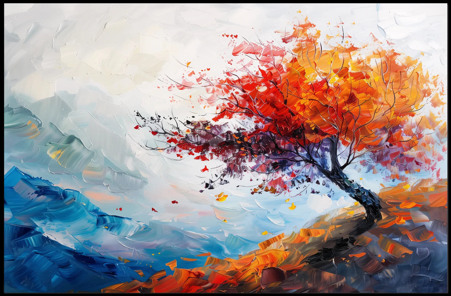 Autumn Tree Abstract Impressionist Art Poster Print