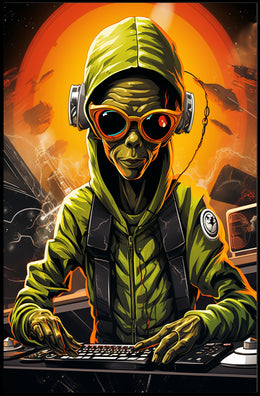 Alien Dj In Space Poster