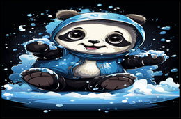 Playful Panda In The Snow Poster