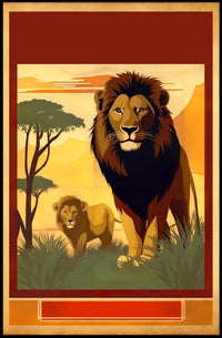 Majestic Lions in the Savannah Poster