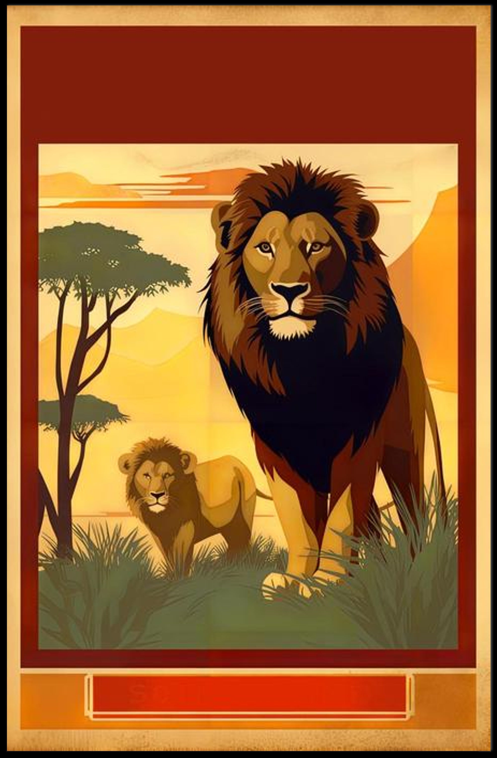 Majestic Lions in the Savannah Poster
