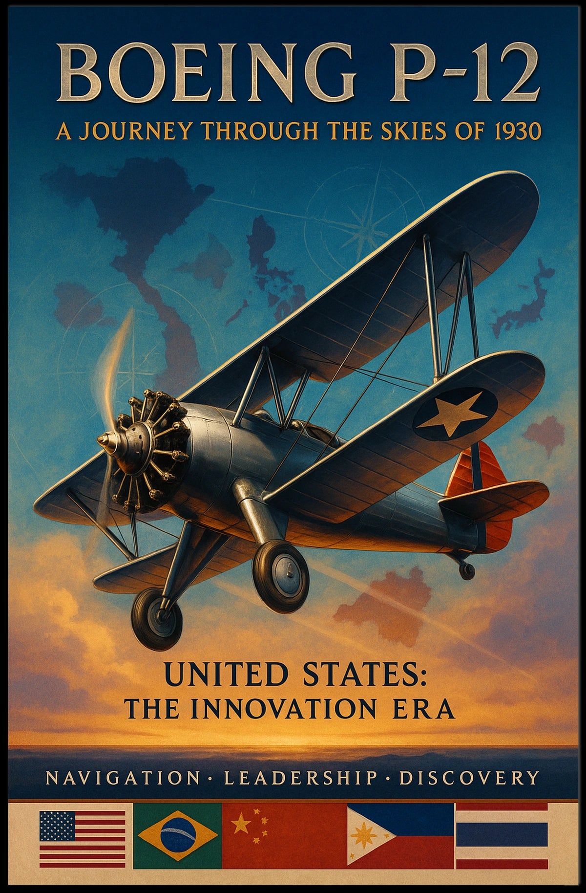 Boeing P-12 Vintage Aviation Poster: 1930s Adventure