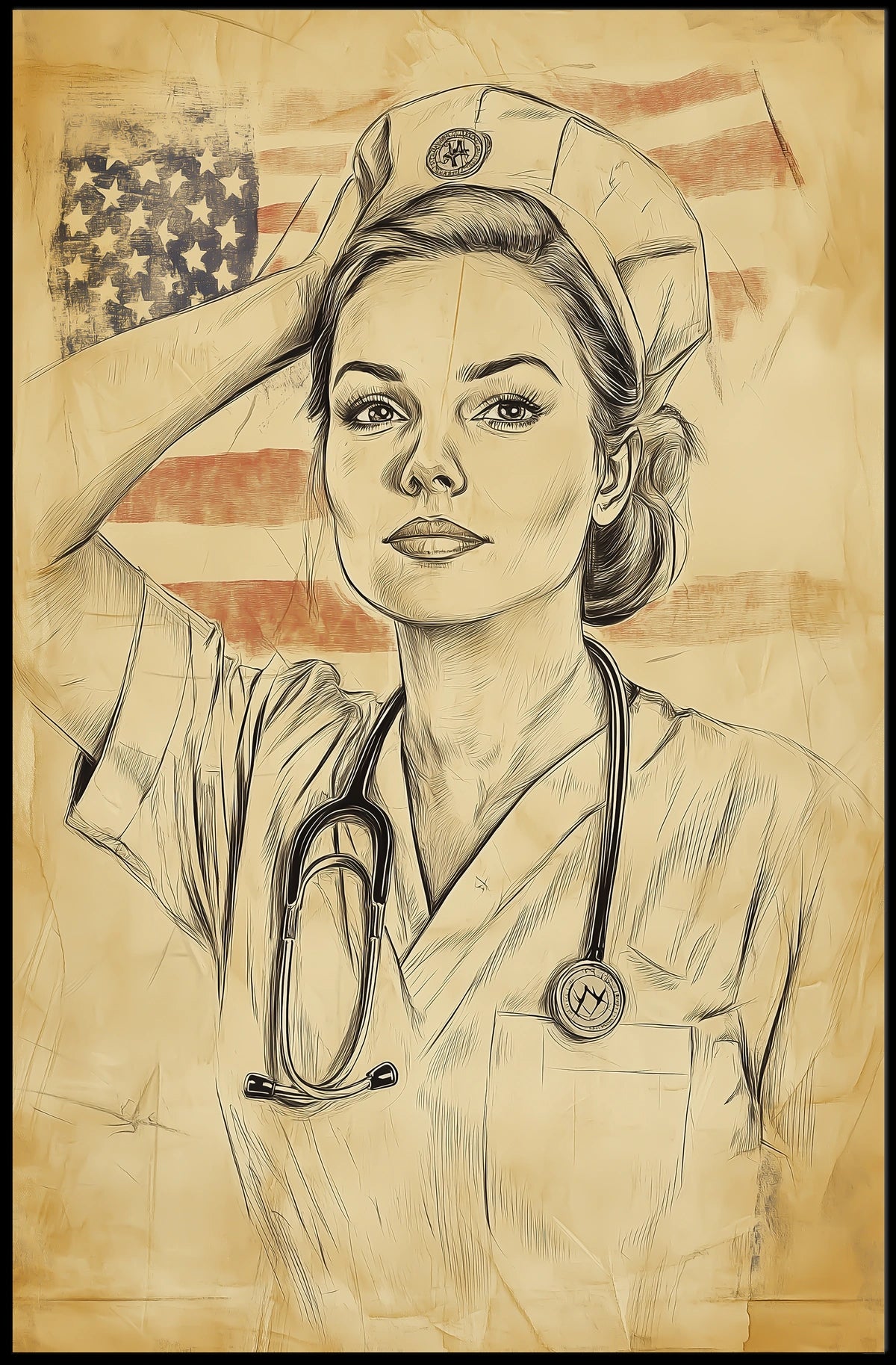sketch of a nurse Poster