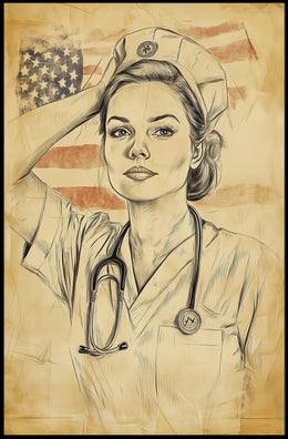 sketch of a nurse Poster