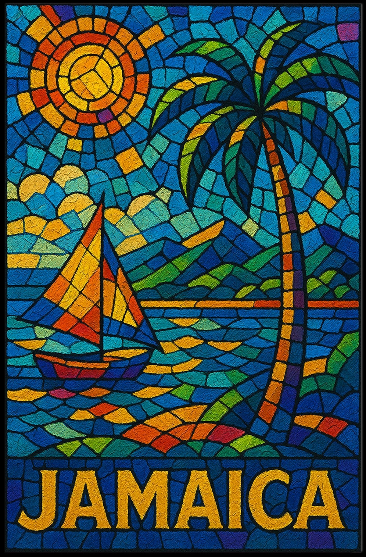 Vibrant Jamaica Mosaic Poster