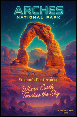 Arches National Park Starry Night Vintage Travel Poster