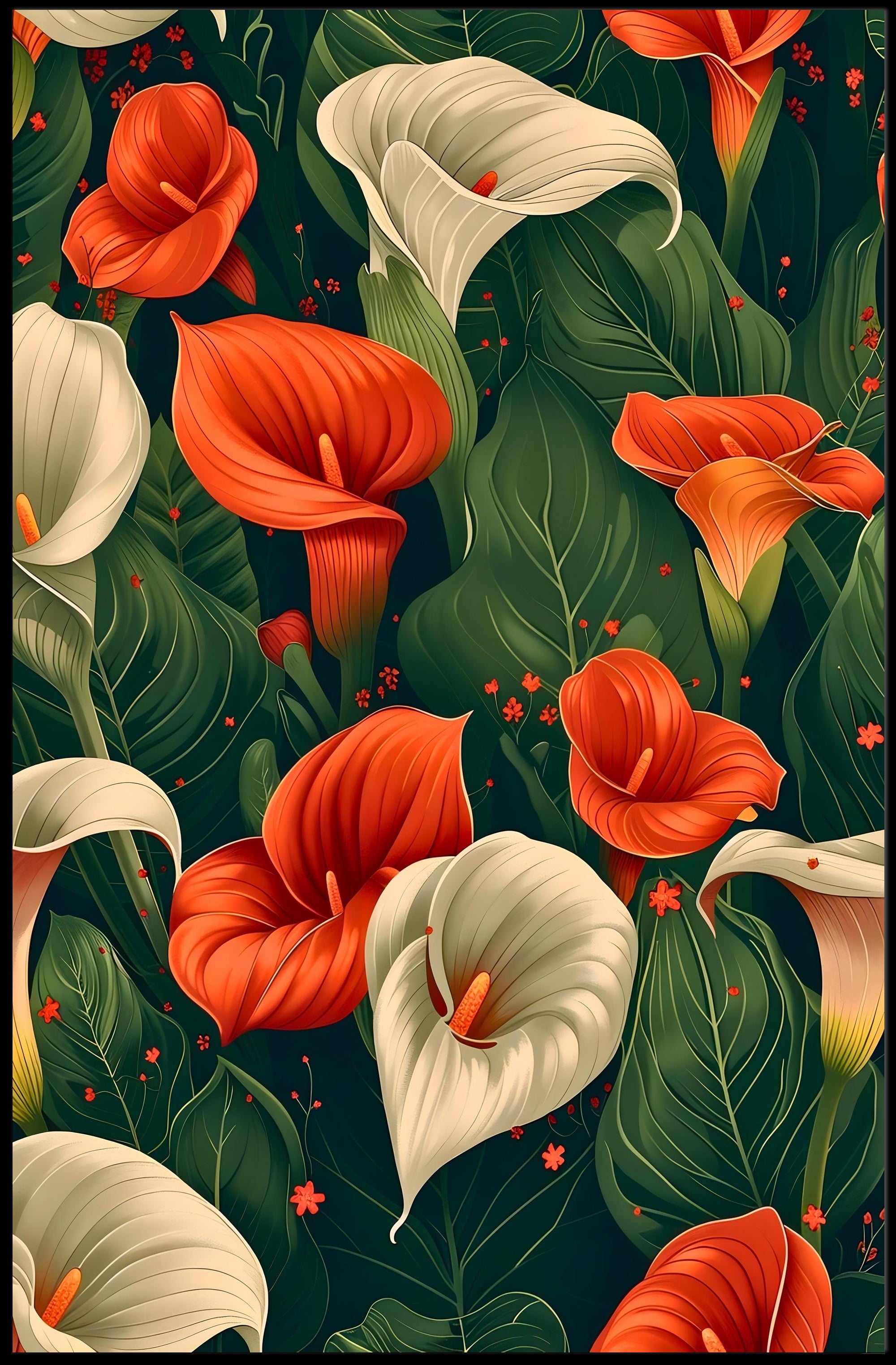 Vibrant Calla Lilies Wall Art Print