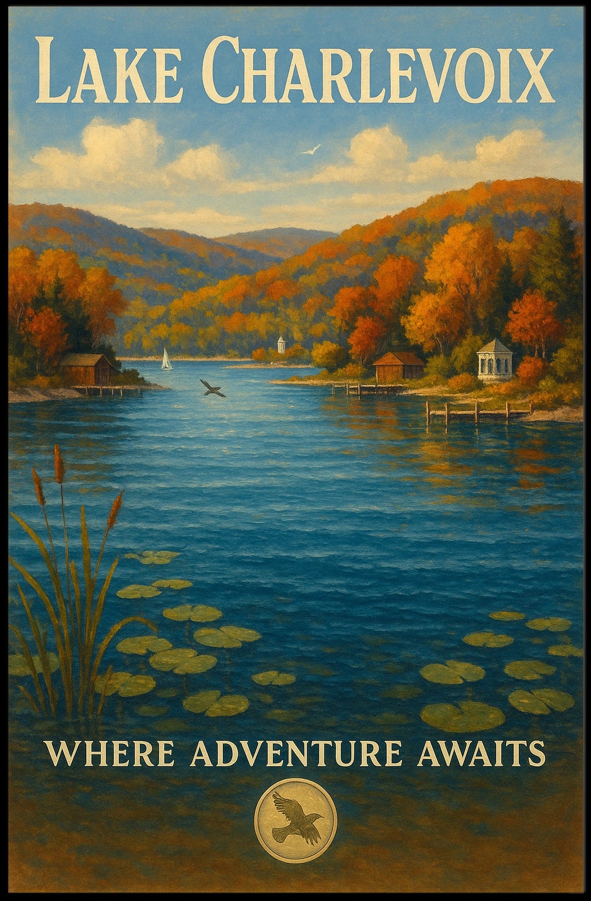 Lake Charlevoix Autumn Serenity Travel Poster