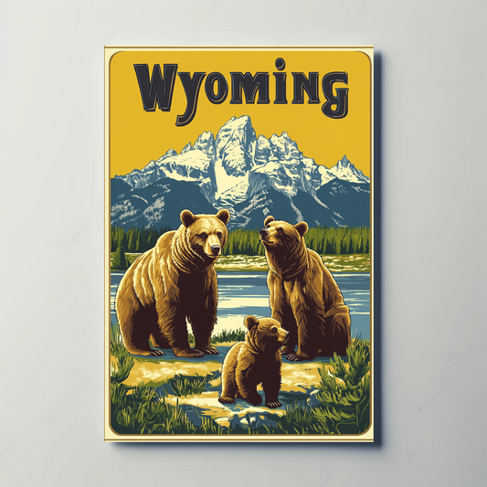 Wyoming Grizzly Bears Vintage Poster