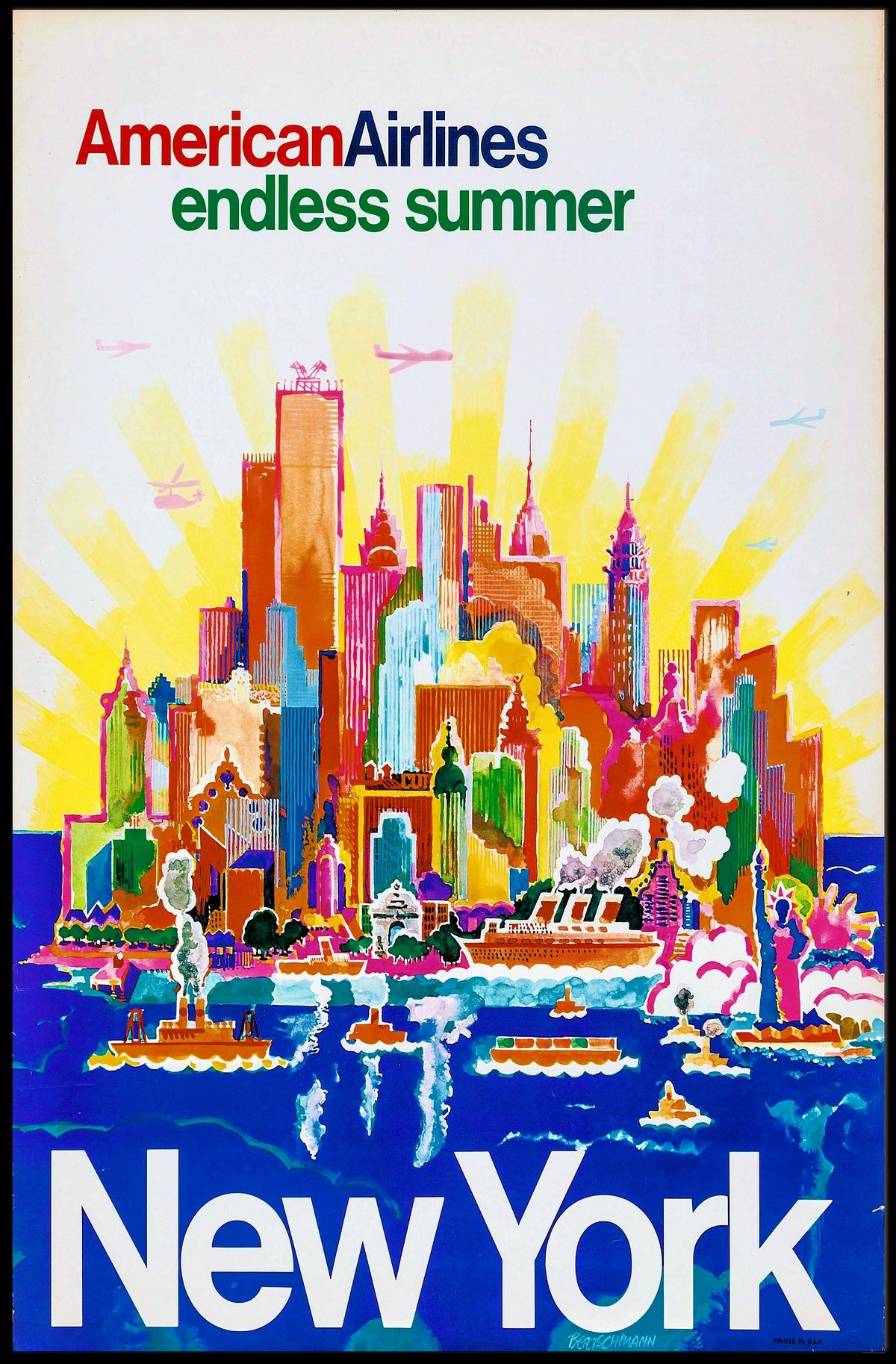 Endless Summer New York City Poster Vintage Wall Art
