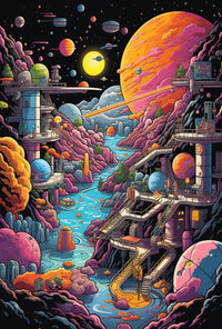 Futuristic Space Exploration with Retro Sci-Fi Poster