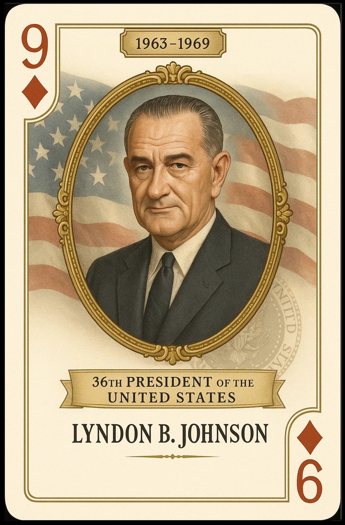 Lyndon Johnson 36th President Portrait Wall Poster
