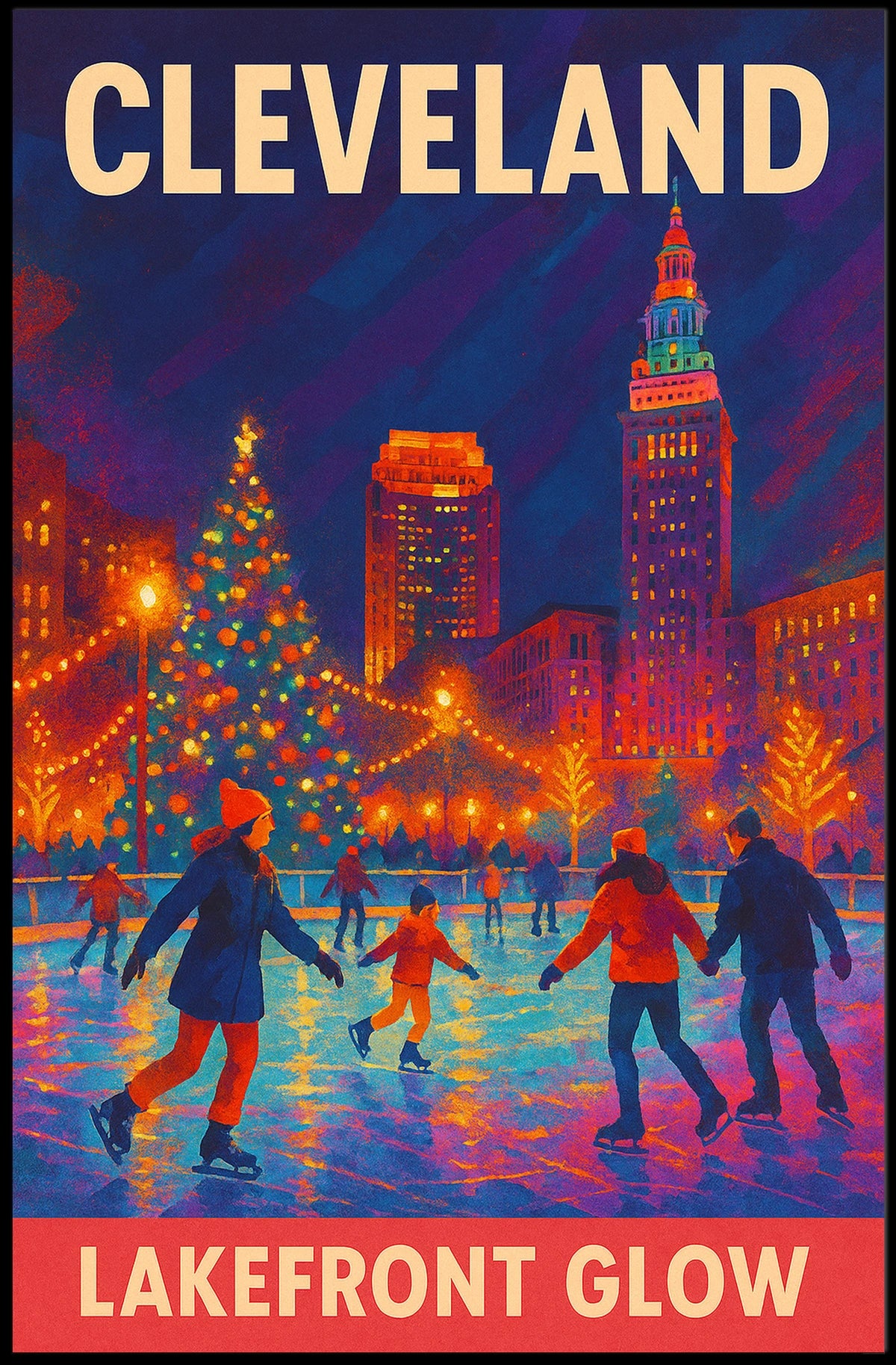 Cleveland Lakefront Glow Poster
