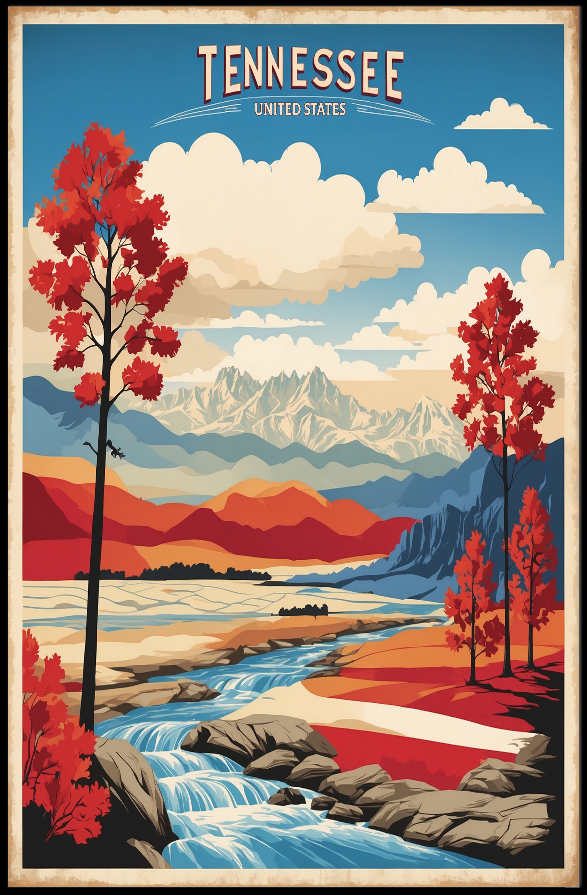 Tennessee Autumn Journey: Vintage Travel Poster