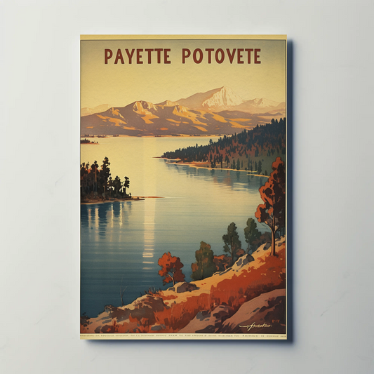 Payette Lake Idaho Scenic Mountain Water Travel Poster