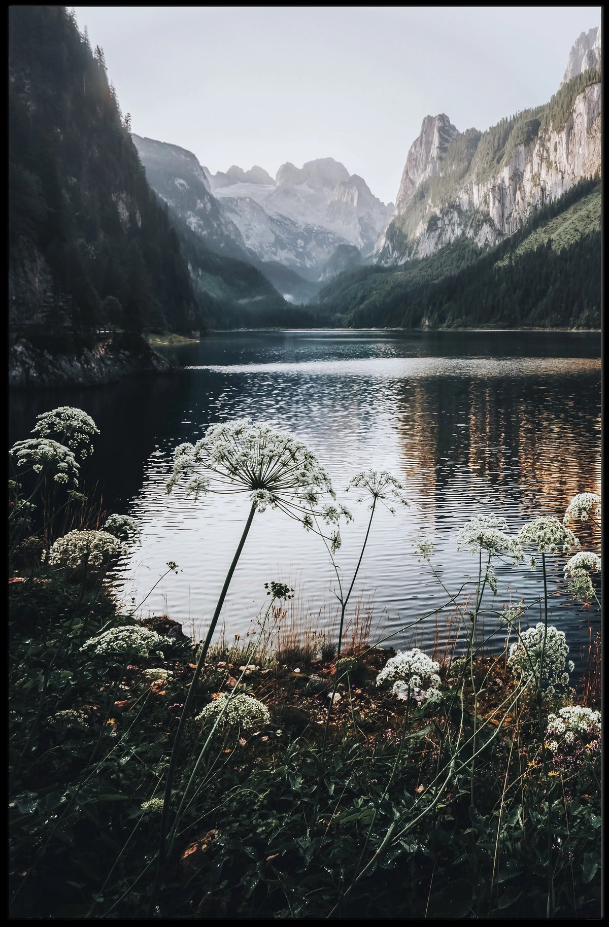 Serene Alpine Lake Photorealistic Nature Poster Art