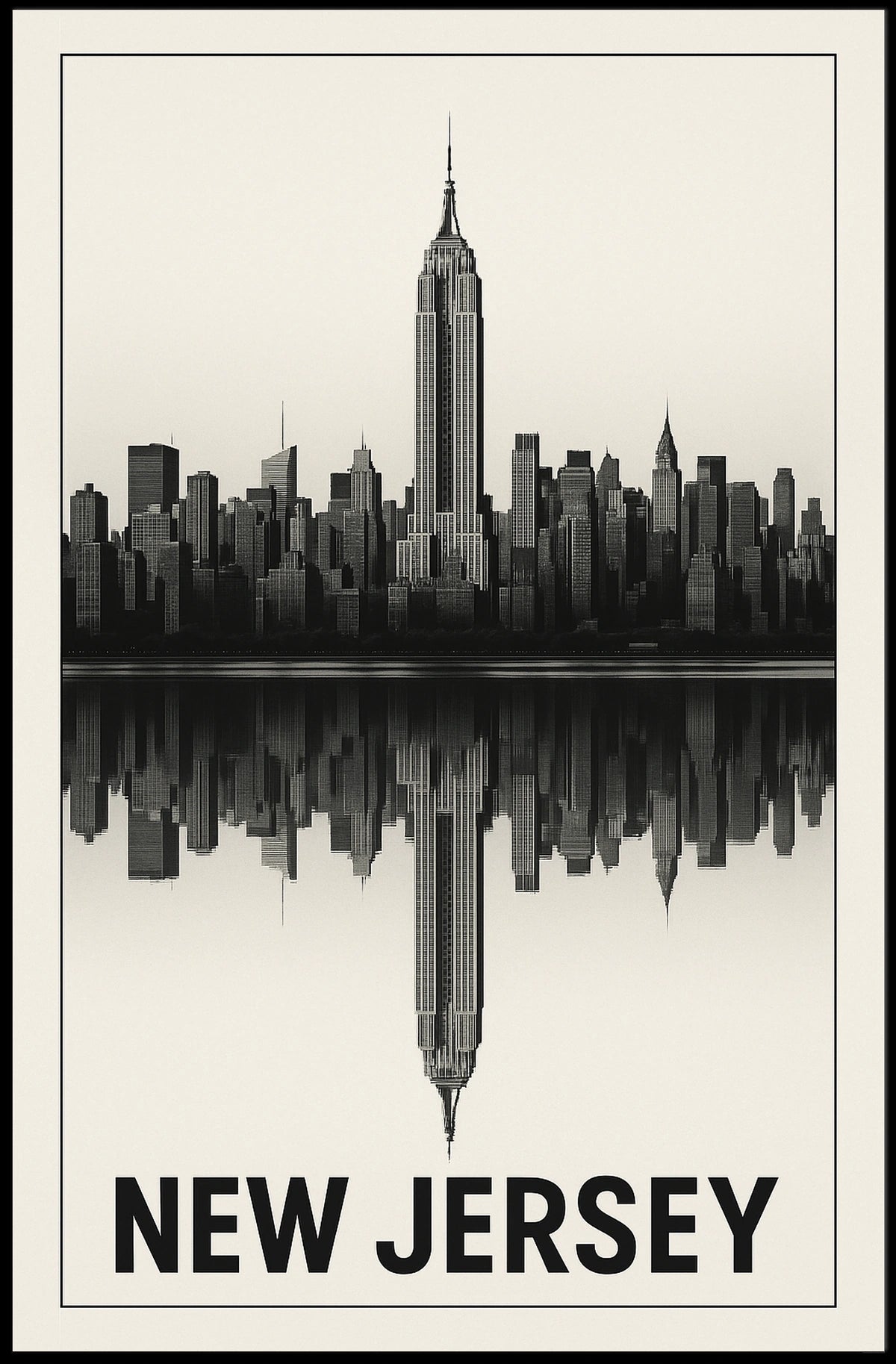 New Jersey Skyline Reflection Poster