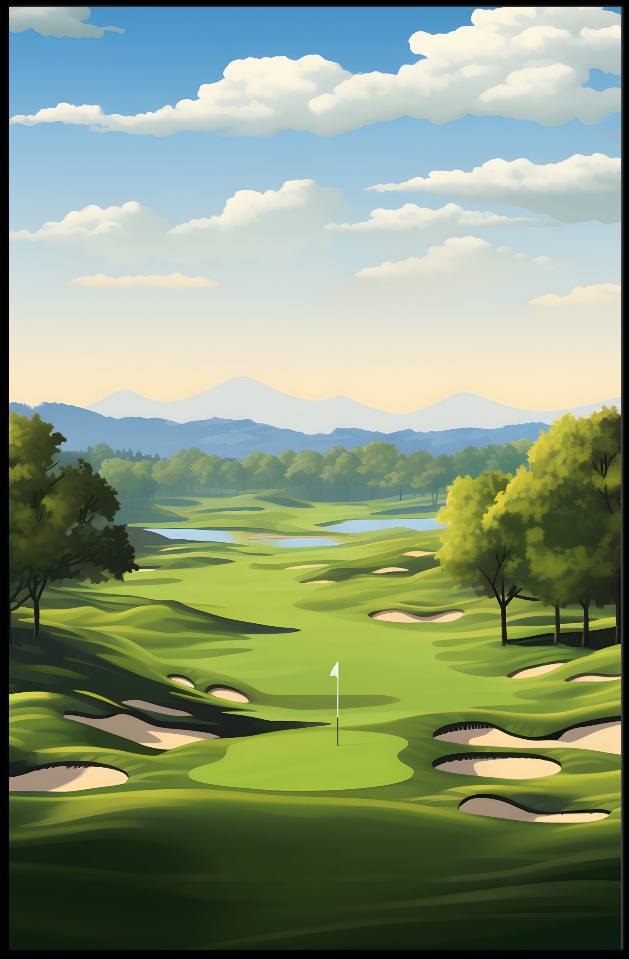 Serene Golf Course Scene Illustrative Sports Poster