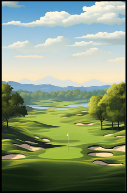 Serene Golf Course Scene Illustrative Sports Poster