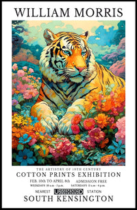 Majestic Tiger in Dreamlike Garden: Abstract or Artistic Poster